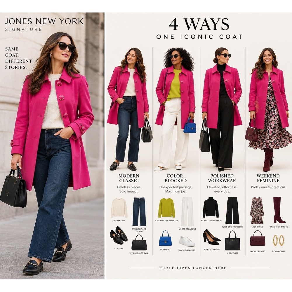 Jones New York Signature Pink Stretch Trench Coat Jacket XL